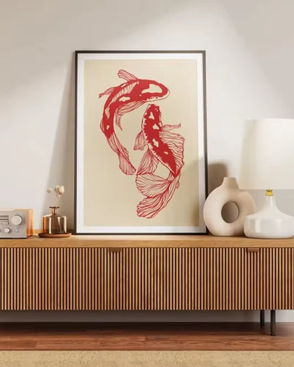 Red Koi's canvas print wall decoration art poster- no frame