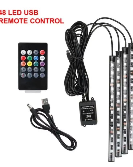 Universal Car USB color control RGB Ambient LED Strip light for Interior with remote