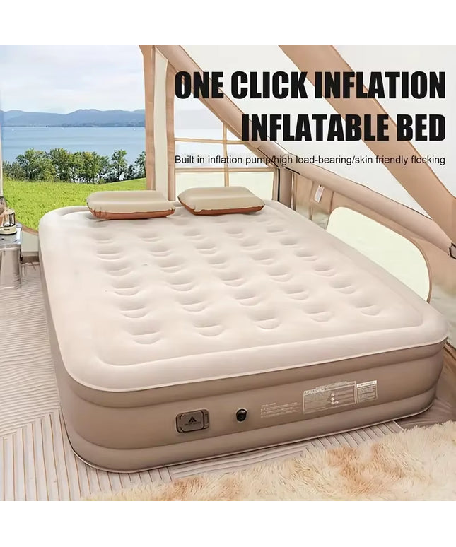 Single & Double PVC Self Inflatable and deflatable Sleeping thickened Air Mattress with Built-In Pump 