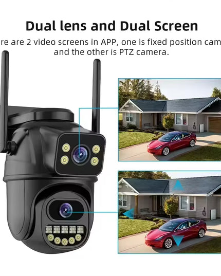 Waterproof 4K 8MP Wifi Surveillance Camera with night vision ,Ai Human Detect, Dual Lens, 4X Digital Zoom, Outdoor Security PTZ IP Cameras