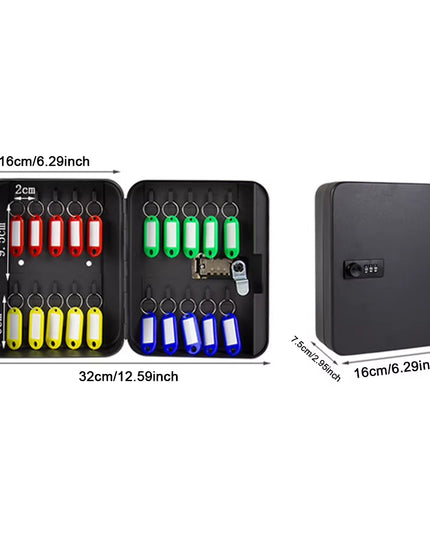 Keybox - wall mounted Key safe with combination lock & 20 Key Hooks