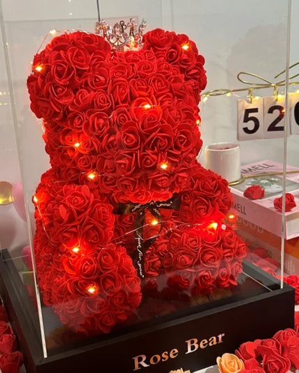 Artificial Flower Eternal Rose Teddy Bear for Mother'S Day Birthday, Valentine's Day, Anniversary Gifts & Decorations