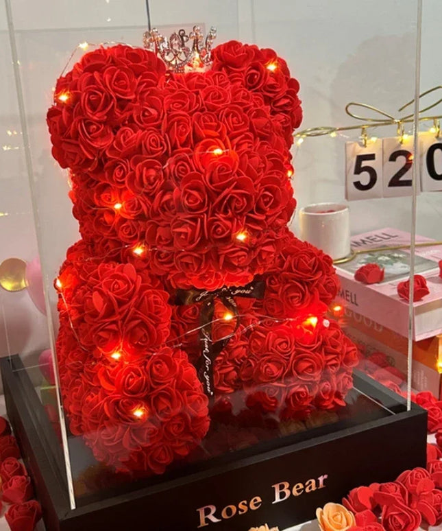 Artificial Flower Eternal Rose Teddy Bear for Mother'S Day Birthday, Valentine's Day, Anniversary Gifts & Decorations