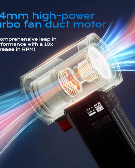 Multi-use Violent Handheld Turbo Jet Fan with Display Screen & LED Lighting 64MM Brushless Motor High-Speed 4000Ma 1600G Thrust