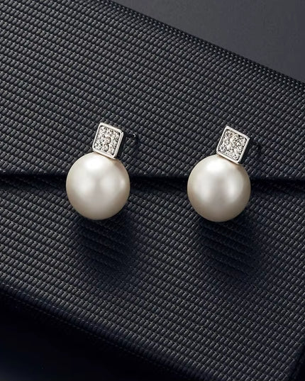 2 PCS imitation Pearl silver necklace and earirng set 