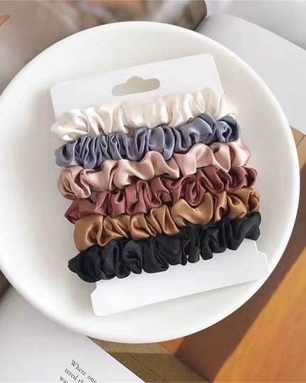 6Pcs Multi color Satin Softer than Silk Hair Scrunchies for Women 