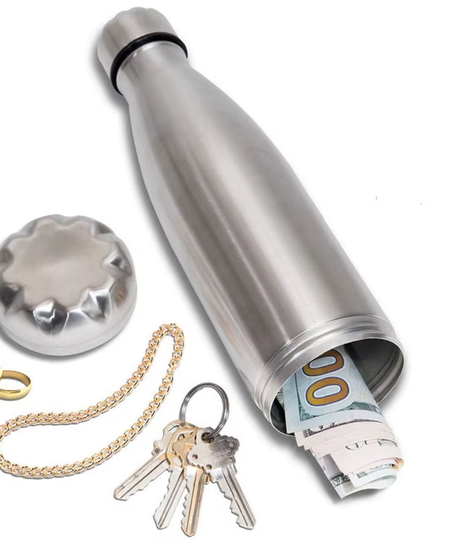 Stainless Steel Tumbler Safe Diversion Bottle Can with a Food Grade Smell Proof Bag Bottom Unscrews to Store