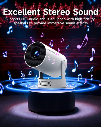 8K HY300 Pro+ Portable WiFi Projector – Android Home Theater