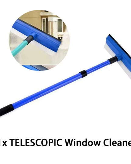 Adjustable & long 2 in 1 double sided Telescopic Window Glass Cleaner / Wiper with tip sponge