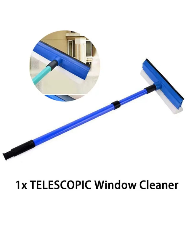 Adjustable & long 2 in 1 double sided Telescopic Window Glass Cleaner / Wiper with tip sponge
