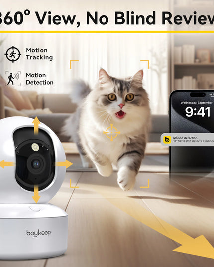 2K USB plug Camera with Phone App, 5G/2.4Ghz Wifi Indoor Security Camera with 360° Tilt, 2-Way Audio, Night Vision for baby / pets