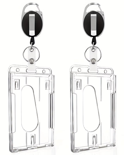 Transparent Card/ ID case with Retractable Keychain -1pcs