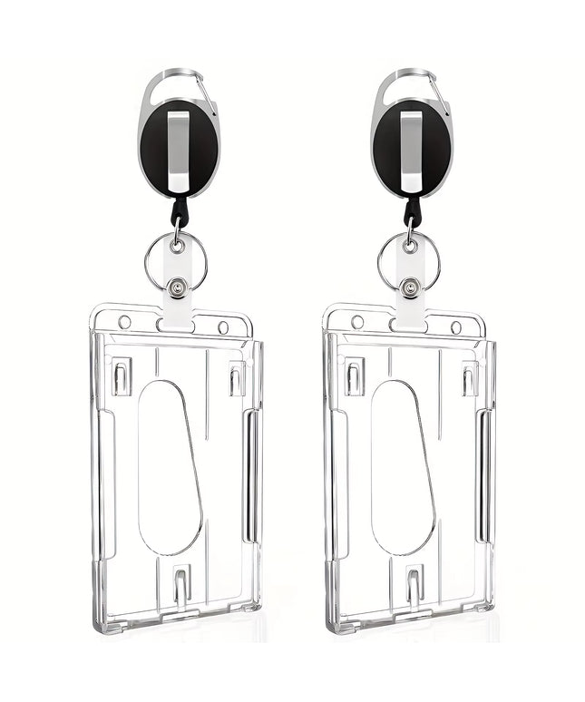 Transparent Card/ ID case with Retractable Keychain -1pcs