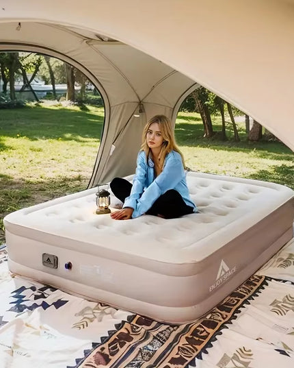 Single & Double PVC Self Inflatable and deflatable Sleeping thickened Air Mattress with Built-In Pump 