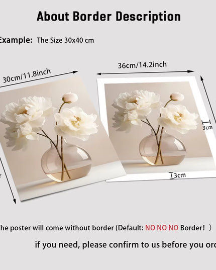 3PCS set of Frameless Nordic Beige Peony Flowers Canvas Wall Decoration- 50x70cm (no frame)