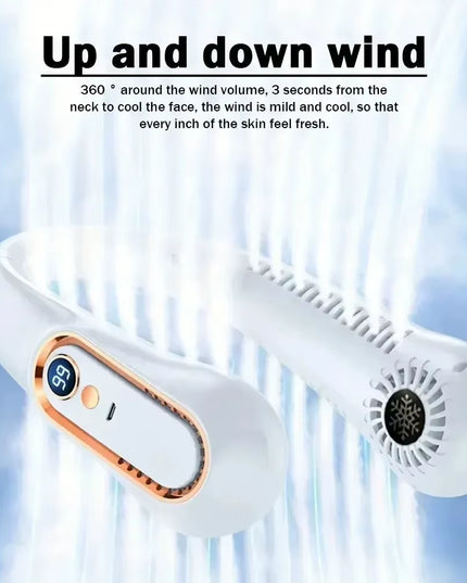 Hanging Neck Style Portable USB Charging Air Cooler fan and Comes with 5-Speed Adjustment with LED Display
