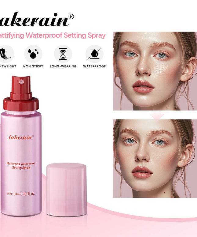 Waterproof long lasting Mattifying Setting Spray, Glossy Matte Base Makeup Control Oil, Non-Sticky Make-Up Fixer Spray for All Skin