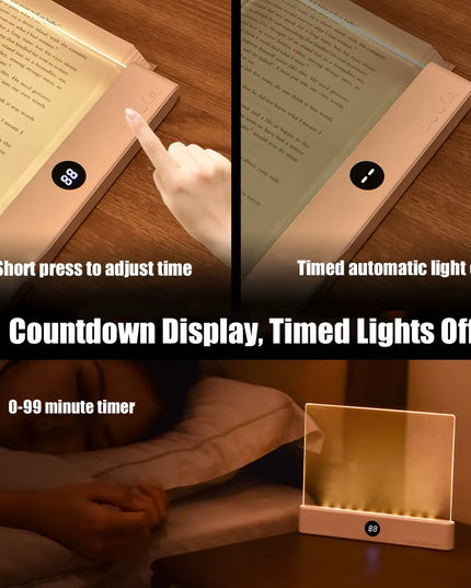 Slight zoomed LED Flat Panel Night Reading USB light with 3 different dimmable warm light for Eye Protection & easy reading