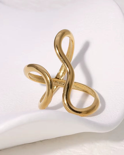 Stainless Steel Waterproof gold open Ring 