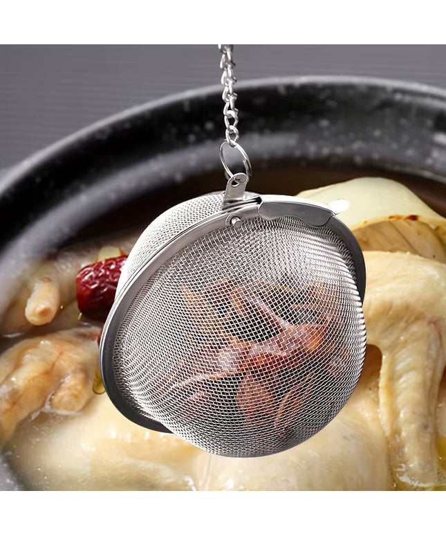 1PC Stainless Steel Flavor Filter Ball for food /  tea / soup,  with Extension Chain Hook