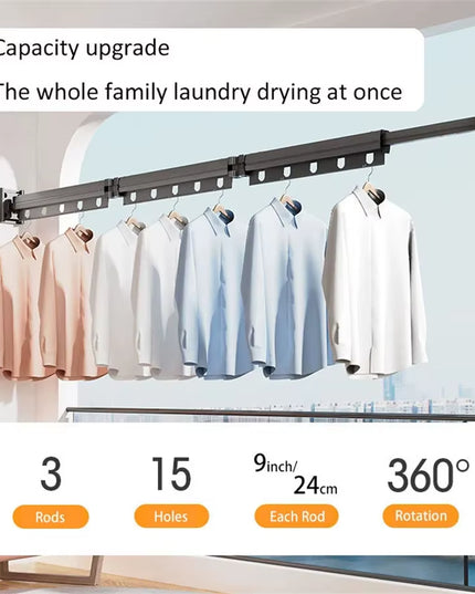 126cm Folding and Extendable sturdy 2 in 1 Clothes Hanger and shower curtains mount wall mount