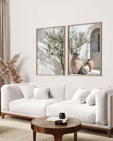 2Pcs Set Olive Tree Shadow Vase Canvas Print decoration Posters
