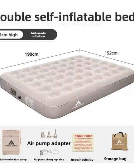 Single & Double PVC Self Inflatable and deflatable Sleeping thickened Air Mattress with Built-In Pump 