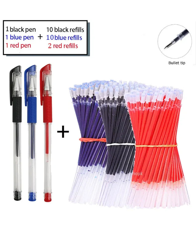 25Pcs quick dry pen inks & 3 pens Set ( Black , Blue , Red Ink ) 0.5Mm Ballpoint 