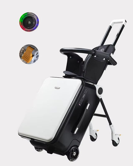 Strolluggage -20inch travel rolling luggage with very durable kids seat and support wheels leg 