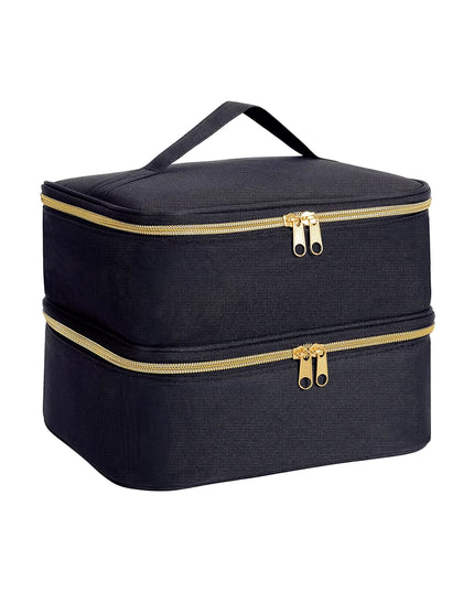 Double layer spacious cosmetics organizer bag for nails & make up