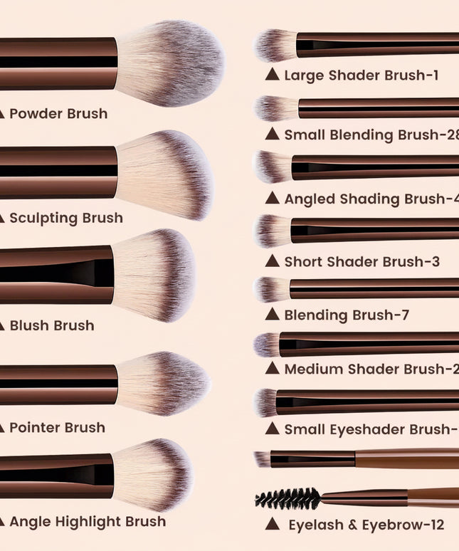 Maange 13Pcs set -Premium Synthetic Hairs Makeup Brushes Soft Gentle for Foundation Eyeshadow Powder with 2Pcs Air Cushion Puffs Kit