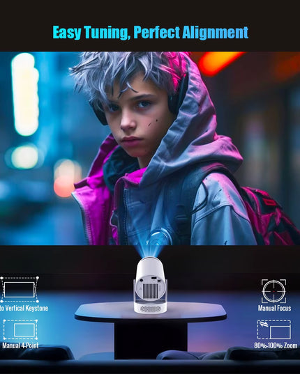 8K HY300 Pro+ Portable WiFi Projector – Android Home Theater