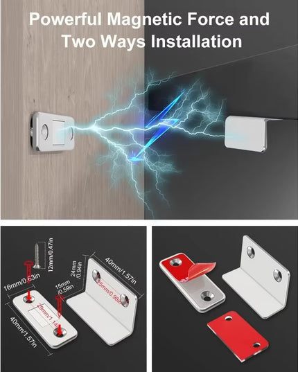 1Pair Magnetic Door Latch-Invisible Strong Adhesion, Drill-Free Mount, Seamless Release- for doors, Cabinets, Sliding Doors