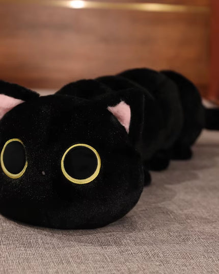 long cute Kawaii Black Cat Soft sleeping bed Plush, for sleeping & bed decor - 80cm