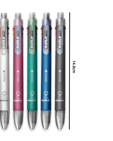 6 in 1 Multicolor Ballpoint Pens 5 Colors Ball Pen 1 Automatic Pencil with Eraser
