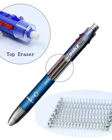 6 in 1 Multicolor Ballpoint Pens 5 Colors Ball Pen 1 Automatic Pencil with Eraser