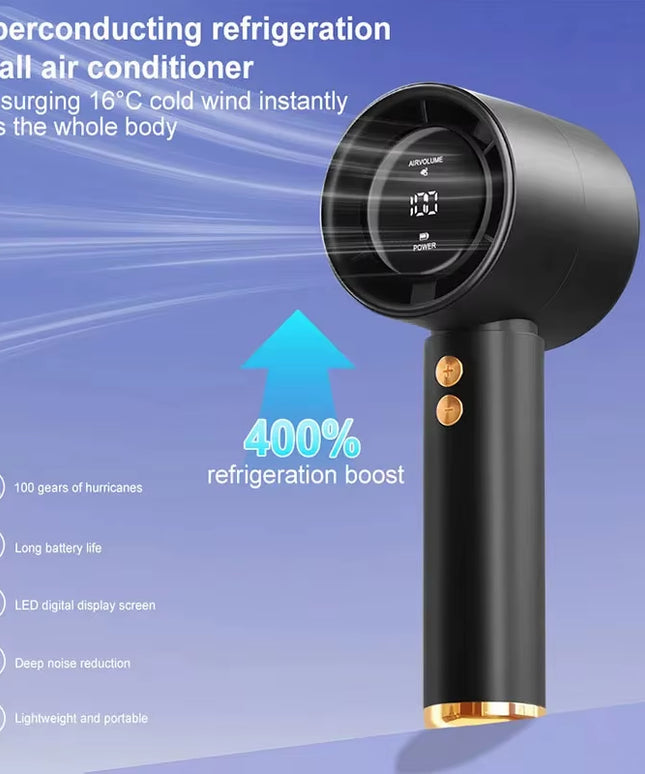 Turbo strong Handheld Portable fan 100-Speed Adjustment High-Speed Fans Mini Hand Fan for Travel, Outdoor ,Camping