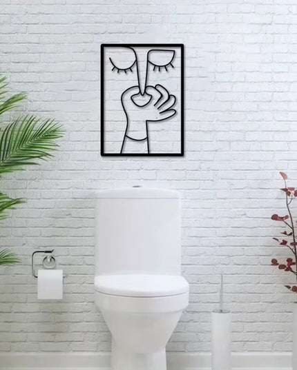 1Pc Humorous Bathroom Sign with Minimal Line Art Design - Restroom Decor