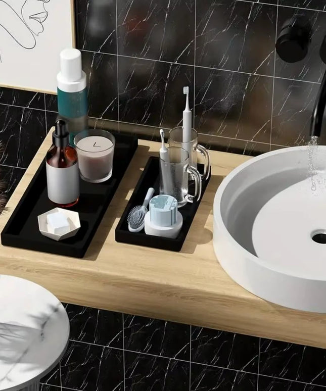 Silicone organizing Tray for Bathroom Countertops, kitchen, bedside accessories tray- (S & L)