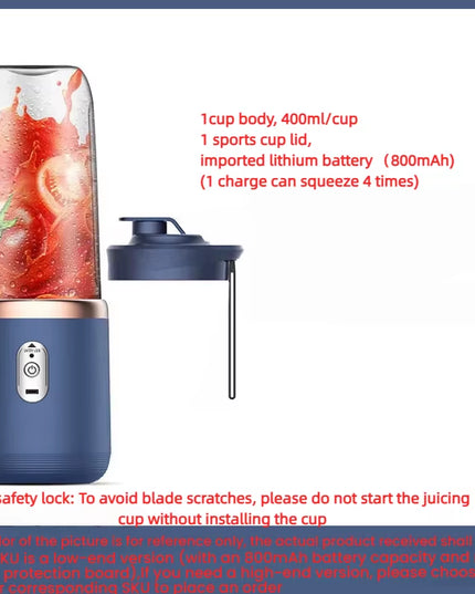 juicerblend - small rechargable juice maker / blender & juice cup + 2pcs cups