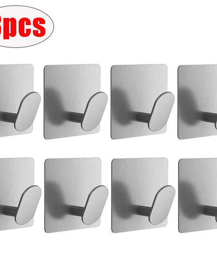 Multipurpose 8Pcs Stainless strong Adhesive Wall Hook , hanger (kitchen rugs , bathroom towels,..)