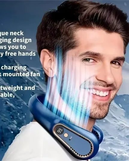 Hanging Neck Style Portable USB Charging Air Cooler fan and Comes with 5-Speed Adjustment with LED Display