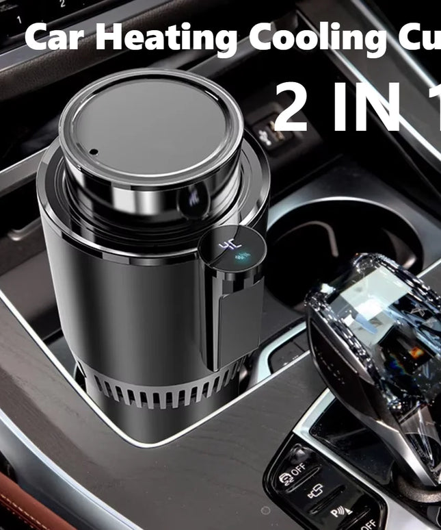 12V Electric 2 in 1 Car Heating and Cooling Cup with Digital Display 