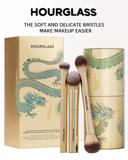 HourGlass Makeup Brush - 3pcs Foundation and concealer Loose Powder Brush + Brush Cartridge