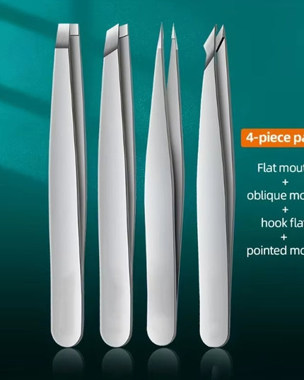 Set of 4 pcs professional stainless steel Eyebrow / hair Tweezers 