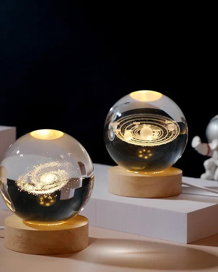 Aesthetic Moon and solar system Crystal Sphere  Clear Glass Galaxy Globe Night Light art