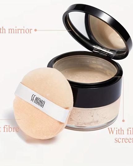 Hydrating Flawless Setting Powder,Natural Nude Finish Oil Control Strong Concealer for All Skin Types Fine Powdery Face Makeup