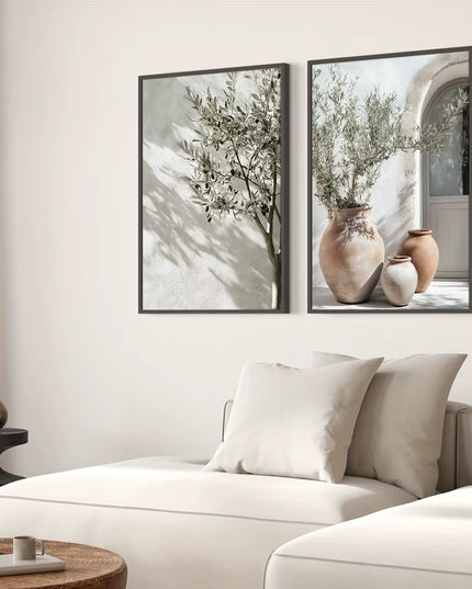 2Pcs Set Olive Tree Shadow Vase Canvas Print decoration Posters