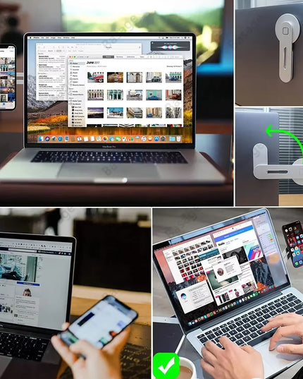 Magnetic Foldable Side Mount Phone Holder for Laptop & Monitor