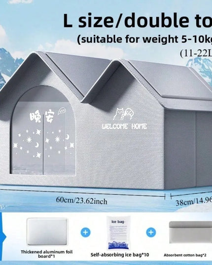 Thermal Insulated Pet house for keeping warm or cool (+with ice packs), All seasonal dog & cat house or for stray shelter L60x42x38